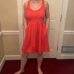Coral dress with pockets